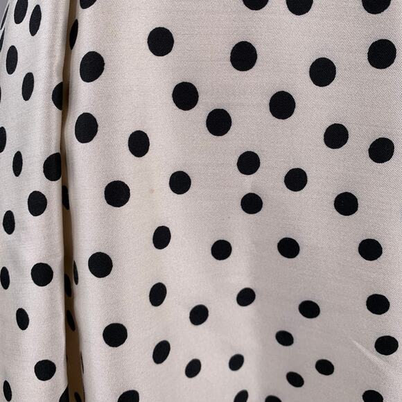 L.K.BENNETT Size 2 Beige Black Wool Silk Polka Dot A-Line Dress - Picture 4 of 7